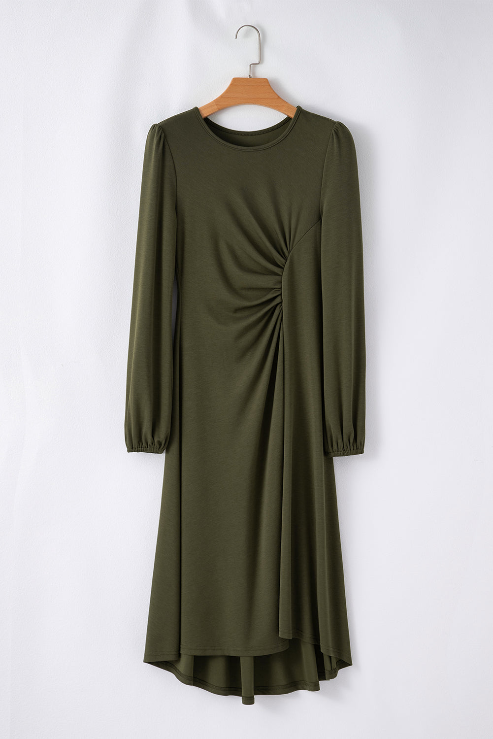 Vestido verde fruncido