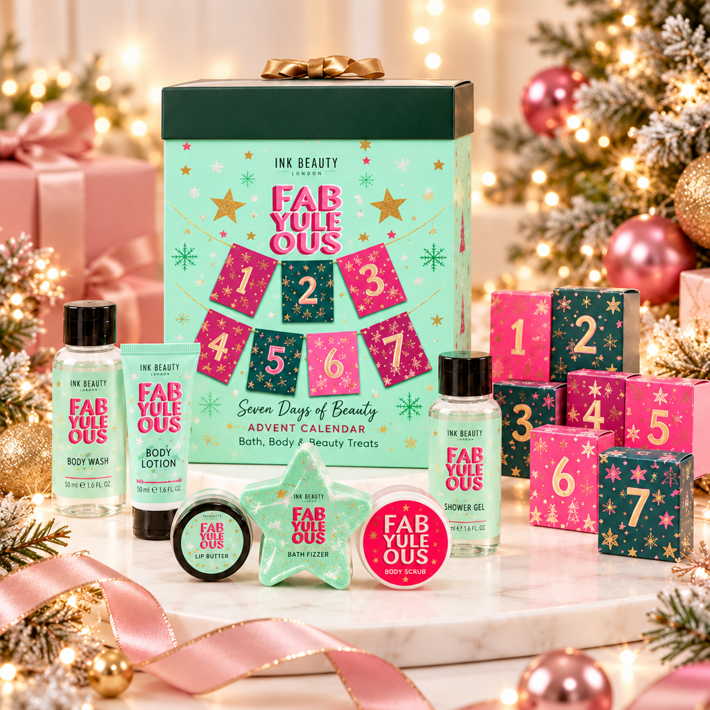 Calendario de Adviento de Belleza Fabyuleous de 7 días con cajas numeradas del 1 al 7, de la marca BB Bellezachic.
