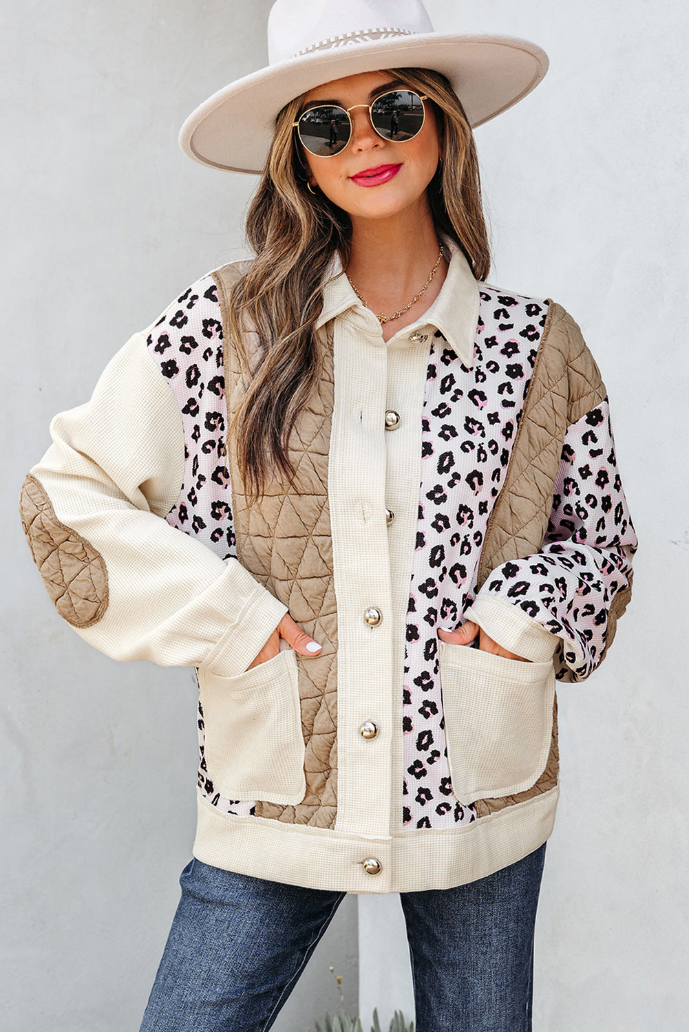 Chaqueta combinada de leopardo