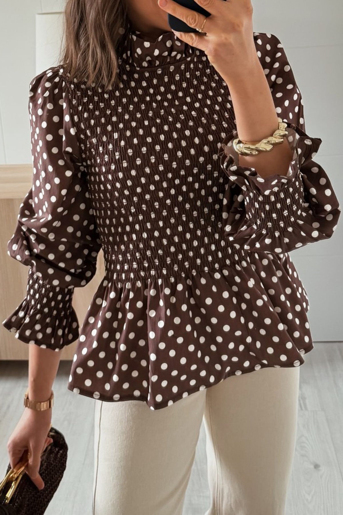 Blusa fruncida de lunares