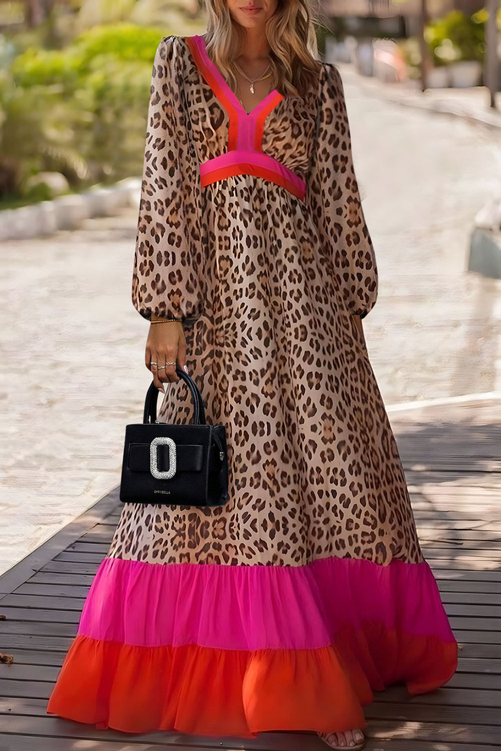 Vestido Largo de Leopardo Marrón