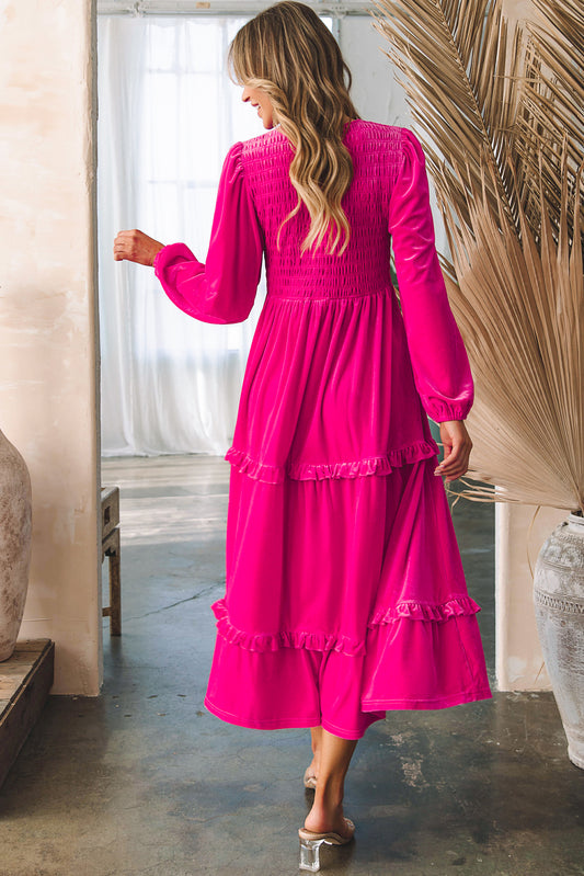 Vestido largo de terciopelo con escote en V