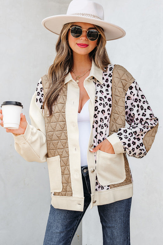 Chaqueta combinada de leopardo