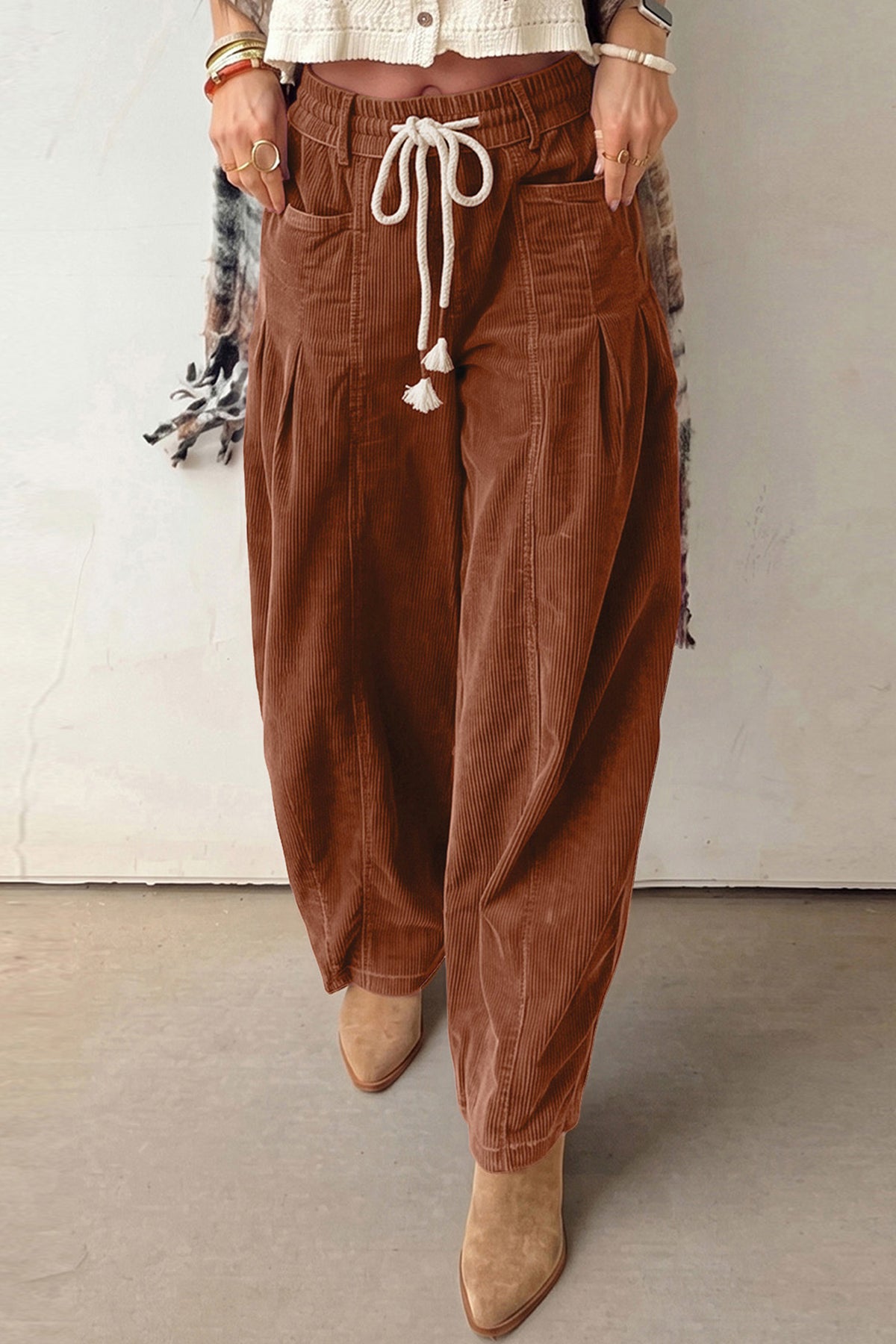 Pantalones de pana con cordón