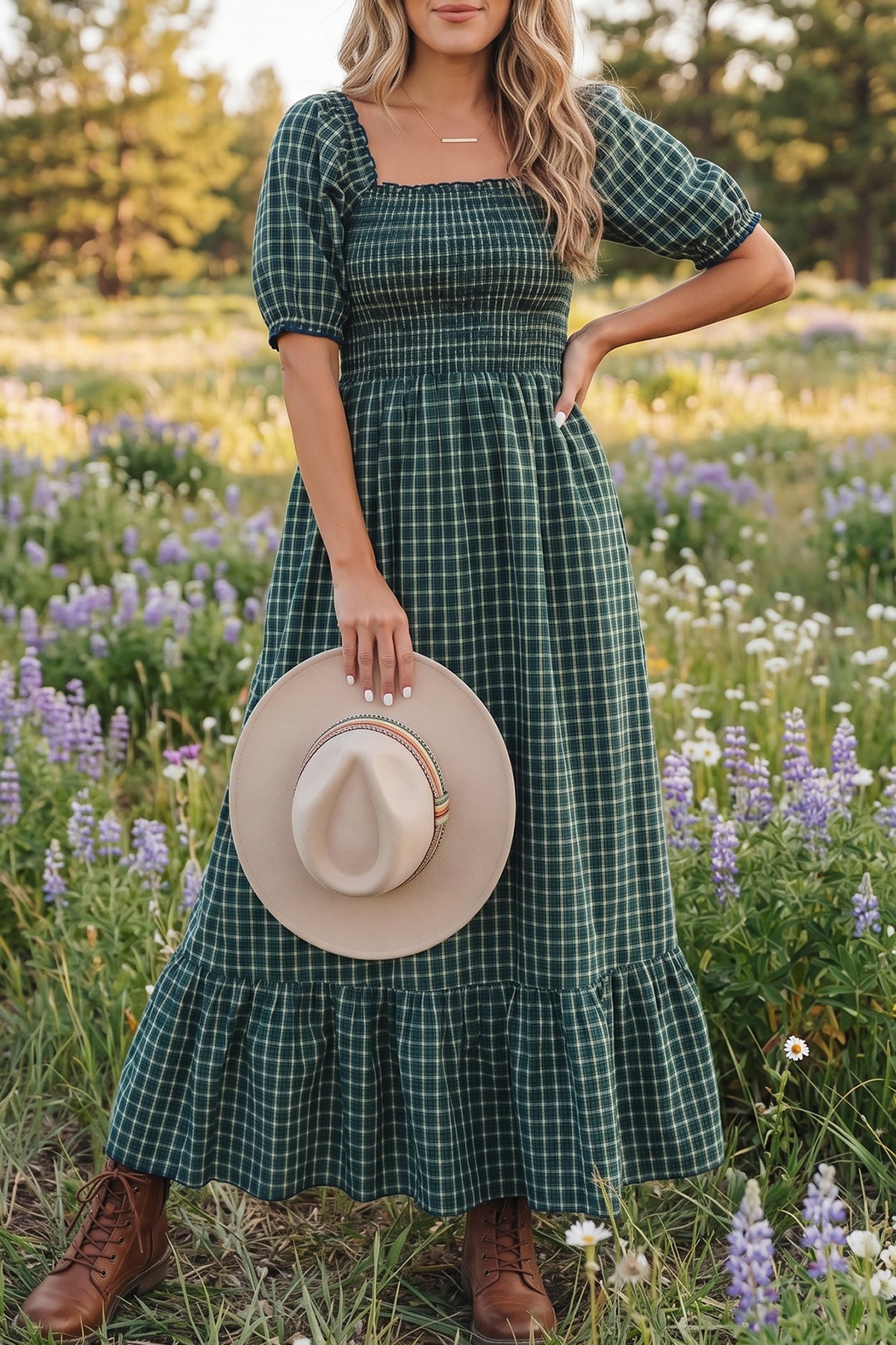 Vestido verde de cuadros