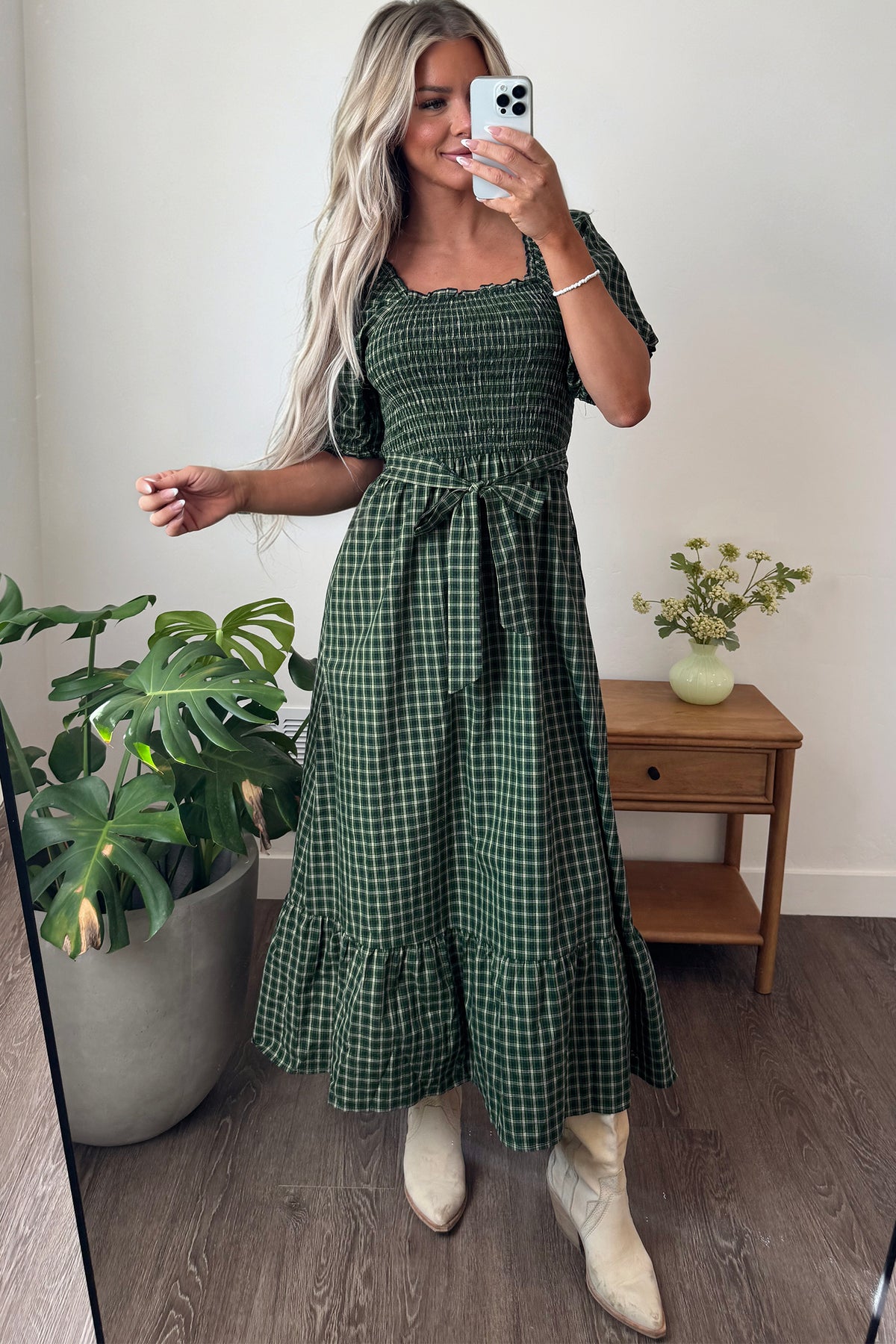 Vestido verde de cuadros
