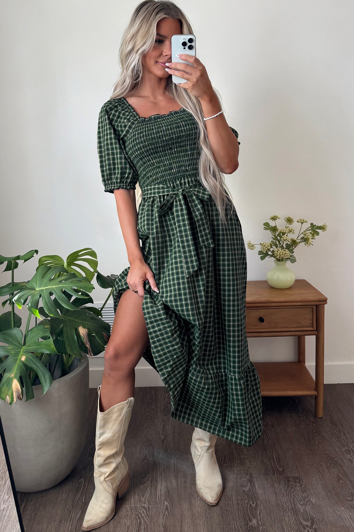 Vestido verde de cuadros
