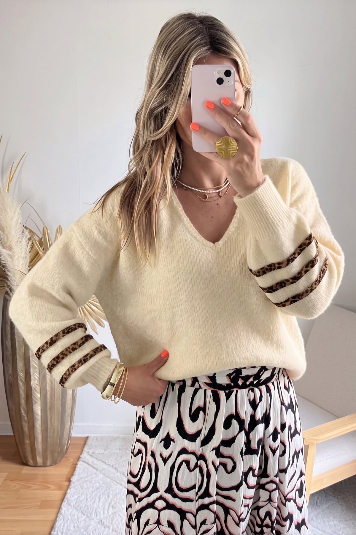 Jersey con detalle leopardo