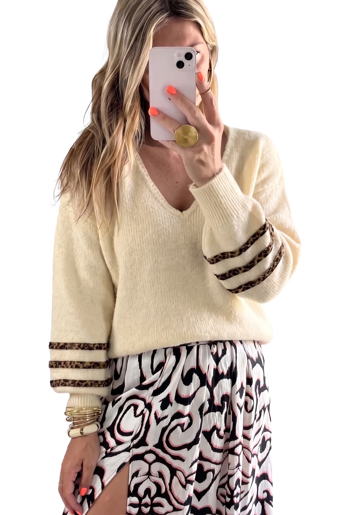 Jersey con detalle leopardo