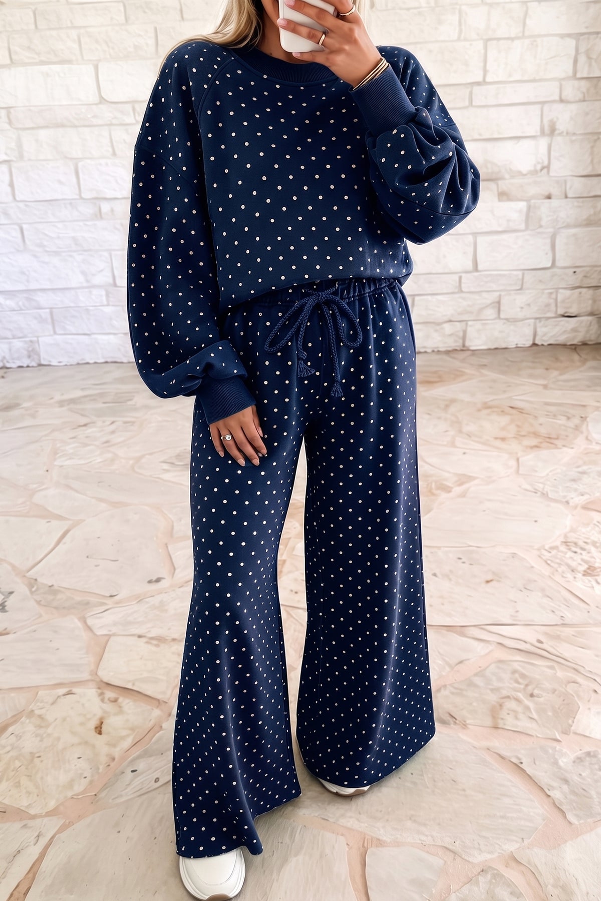 Conjunto de lunares con pantalón ancho