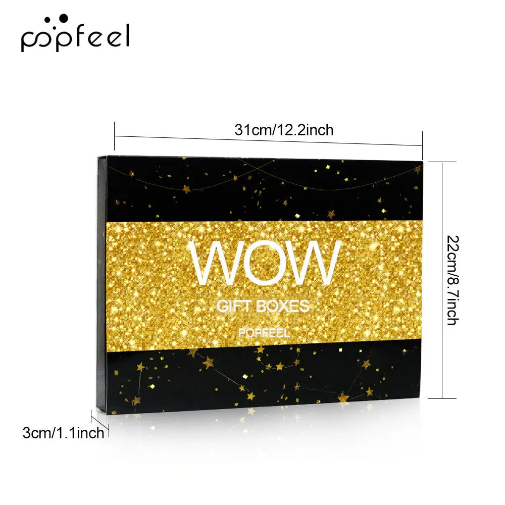 Calendario de Adviento de Maquillaje BB Bellezachic con 24 compartimentos y productos de belleza en diferentes colores y tamaños.