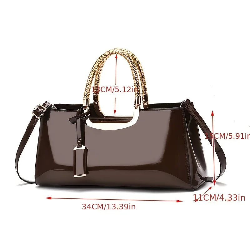 Bolso de mujer BB Bellezachic con acabado brillante, bolso elegante y moderno para ocasiones especiales.