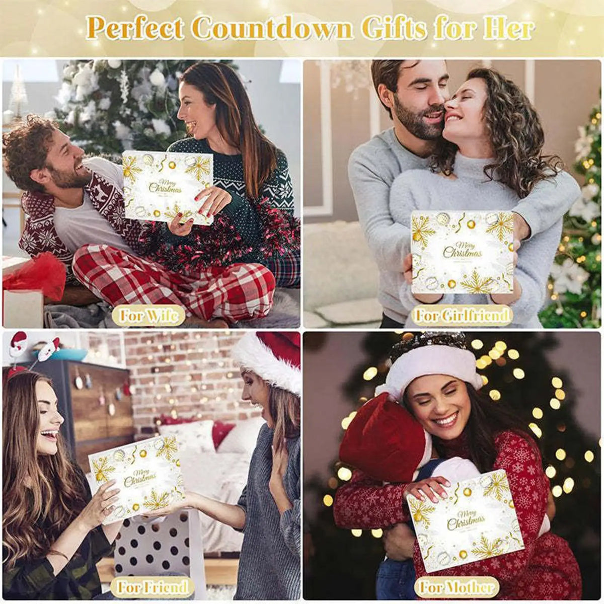 Calendario de Adviento de bisutería dorada de 24 días, con cajas decorativas y joyas en tonos dorados, de BB Bellezachic