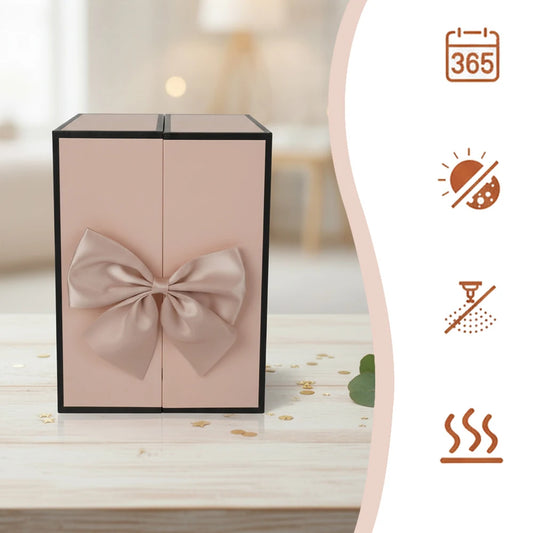 Caja de regalo con rosa preservada y collar «Te Quiero» en 100 idiomas, presentada en una elegante caja de BB Bellezachic.