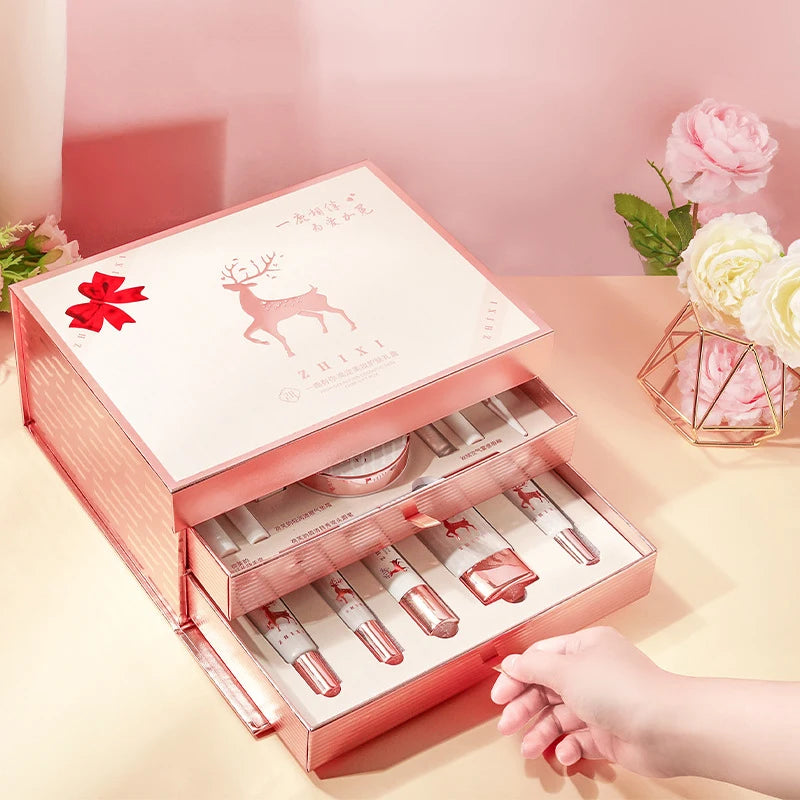 Set de maquillaje BB Bellezachic con 20 piezas en caja de regalo, incluye paletas, brochas y accesorios de belleza.