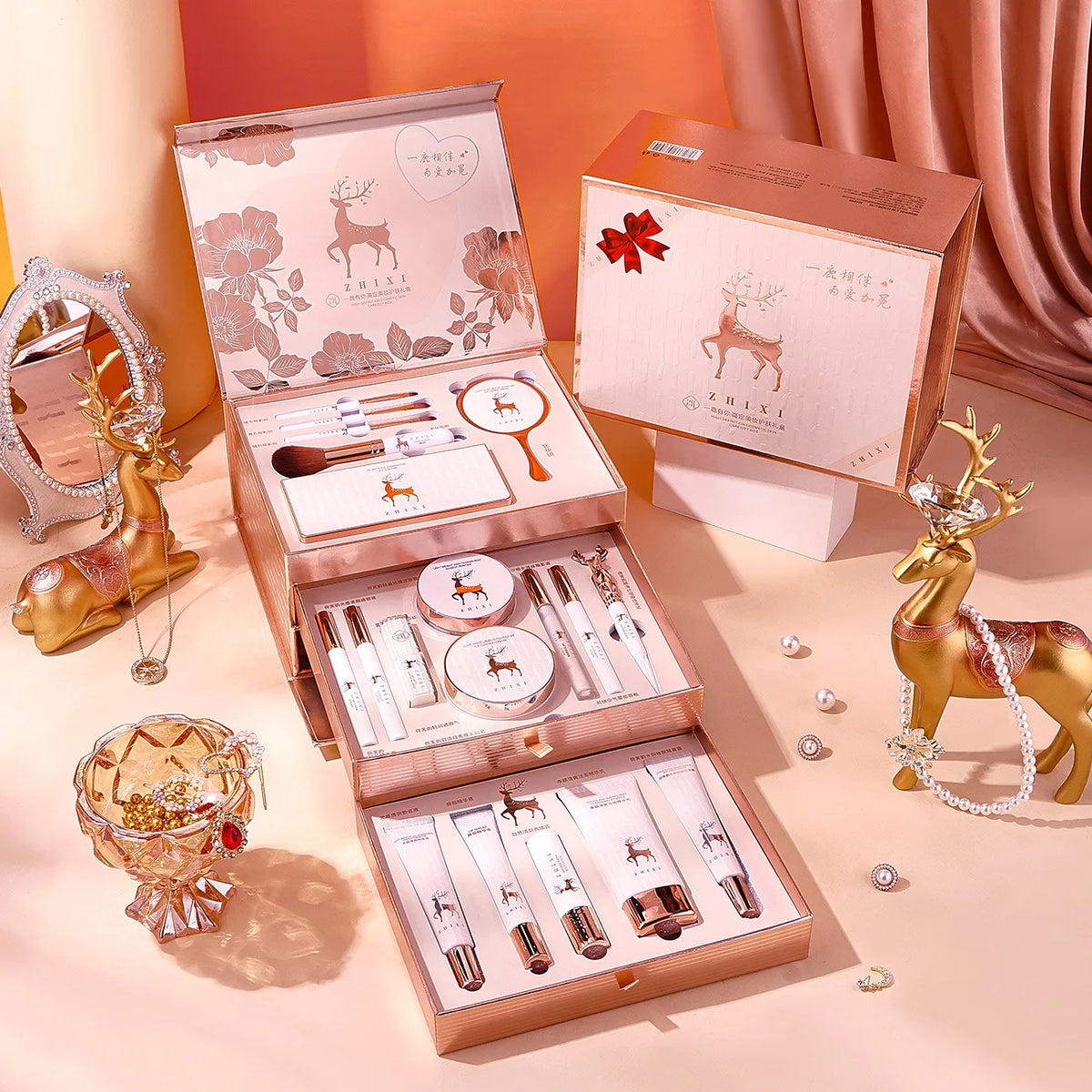 Conjunto de maquillaje de 20 piezas de BB Bellezachic en caja de regalo, incluye sombras, brochas y más para un look completo.
