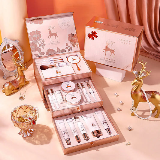 Conjunto de maquillaje de 20 piezas de BB Bellezachic en caja de regalo, incluye sombras, brochas y más para un look completo.