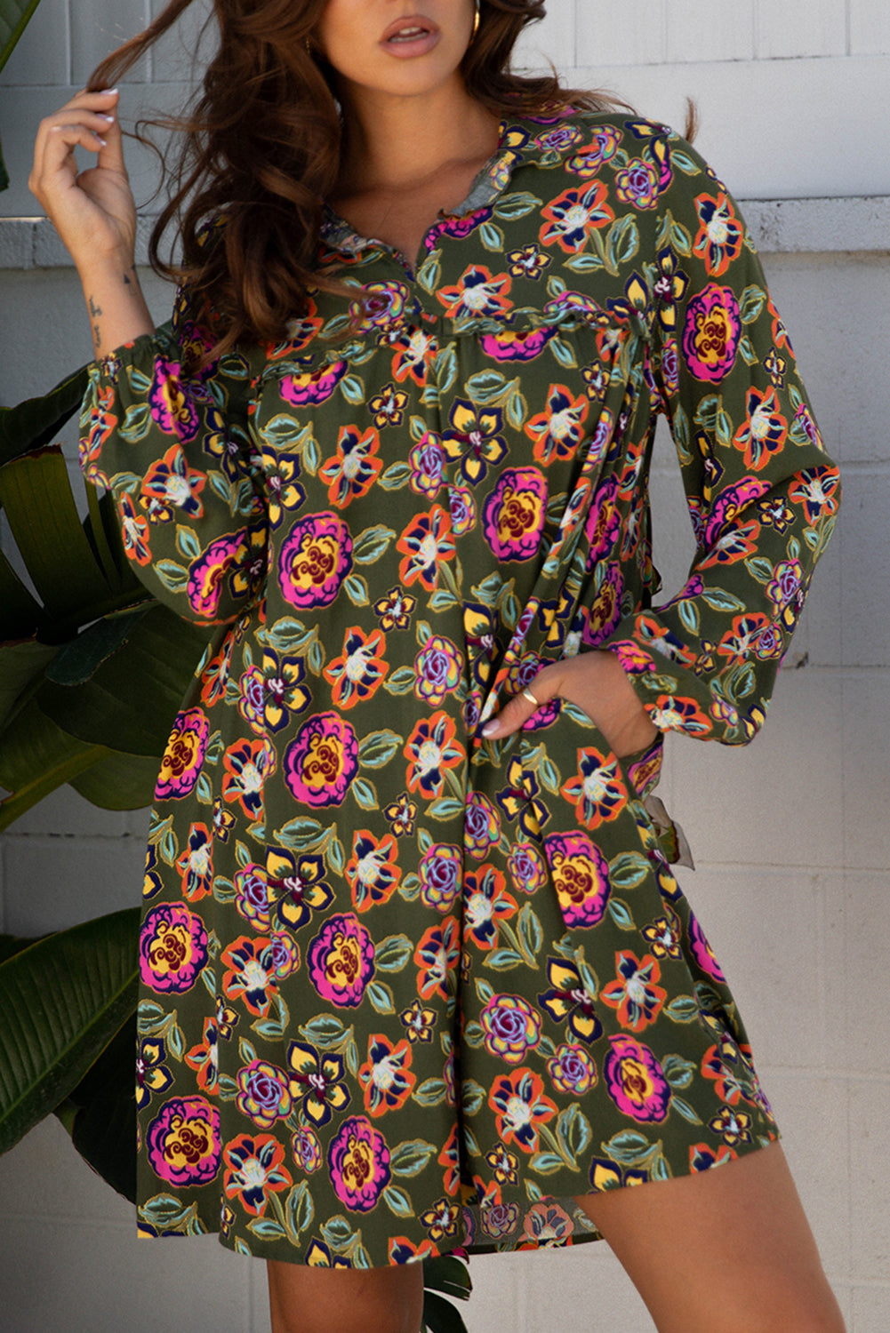 Vestido floral de viscosa