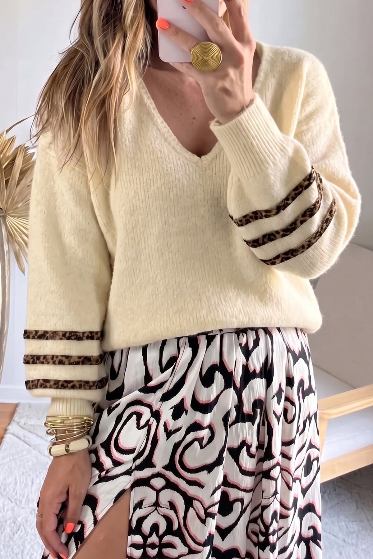 Jersey con detalle leopardo