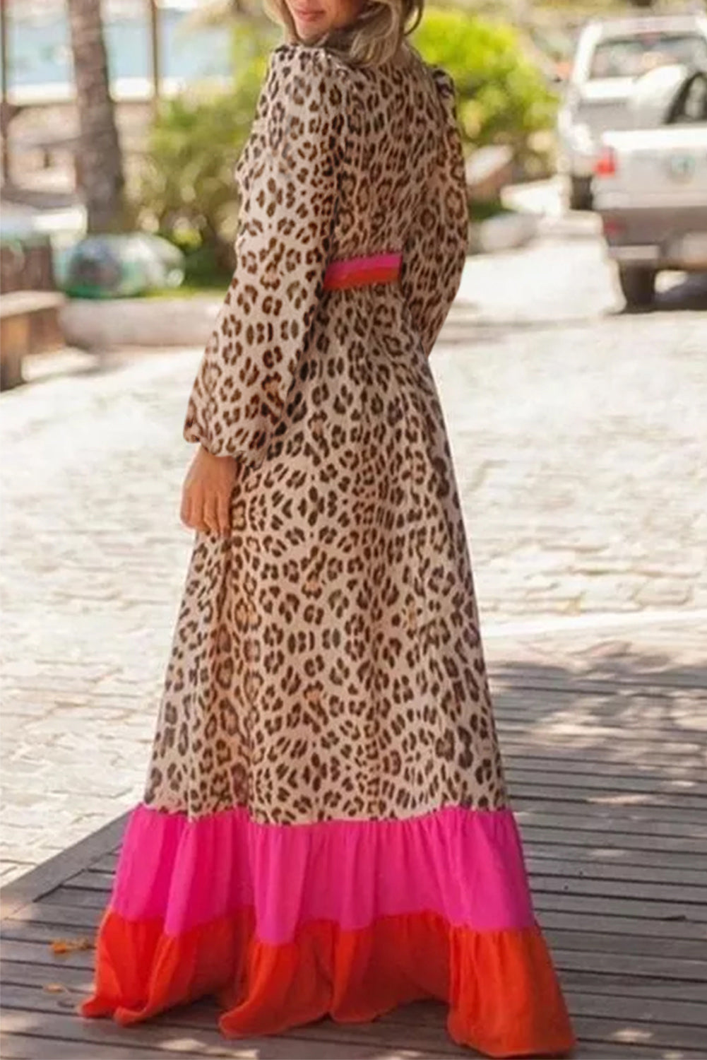 Vestido Largo de Leopardo Marrón
