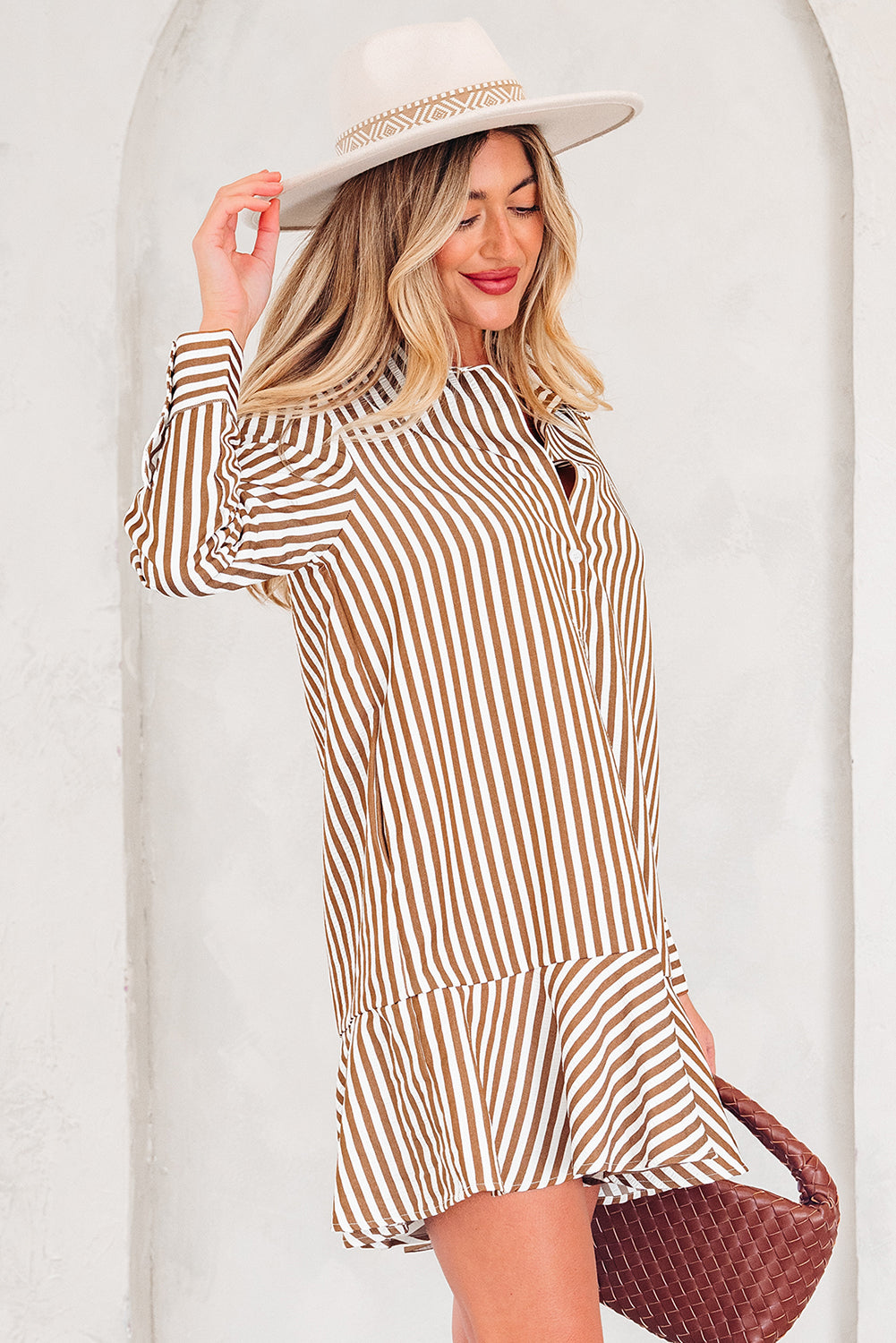 Vestido camisero de rayas