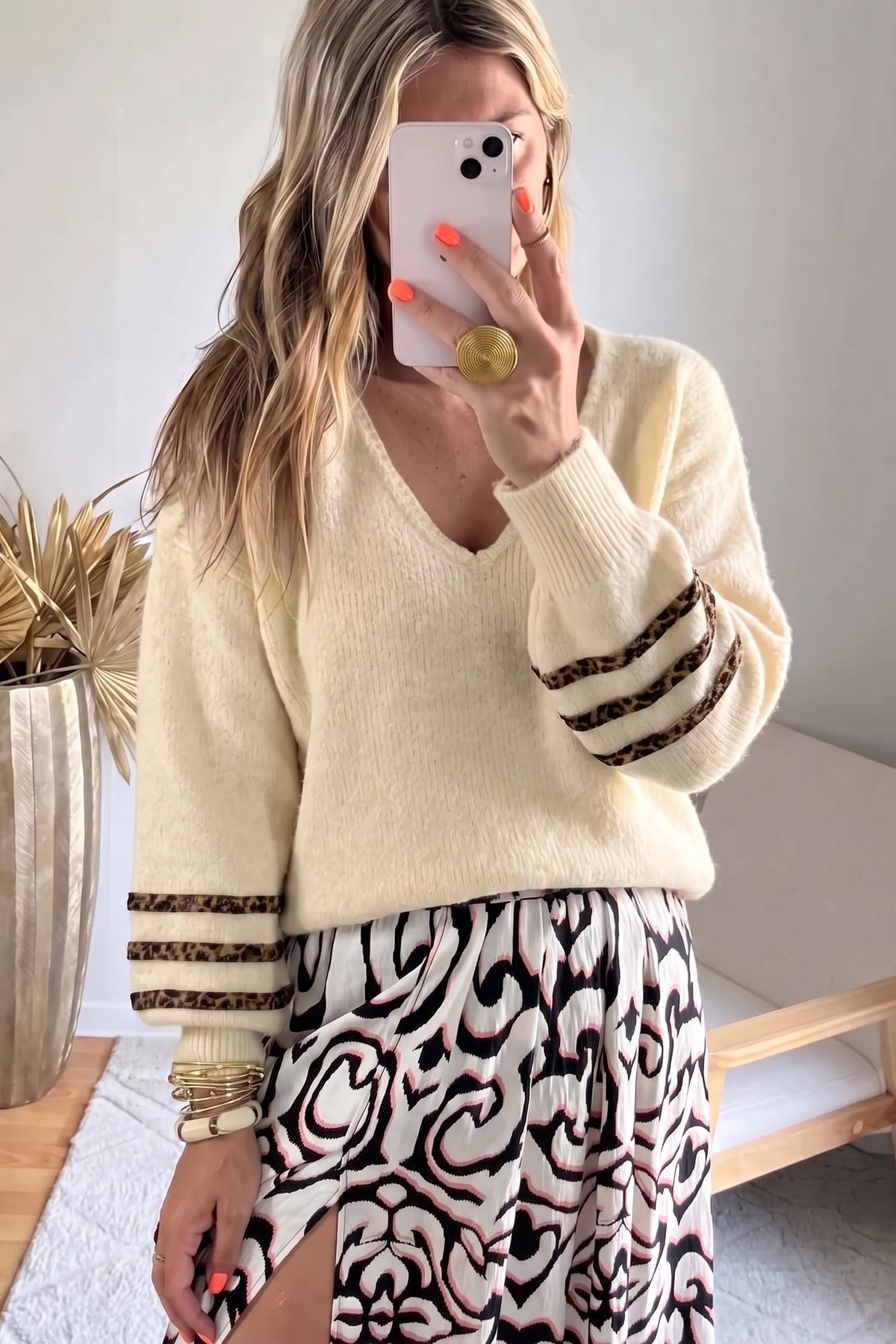 Jersey con detalle leopardo