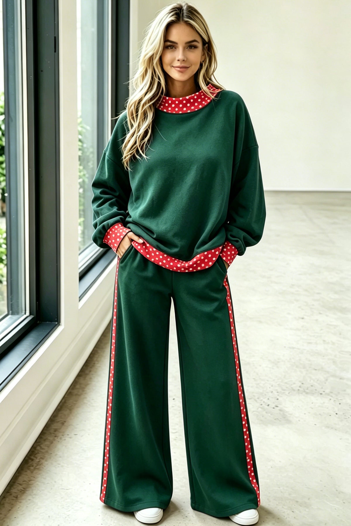 Conjunto verde con lunares