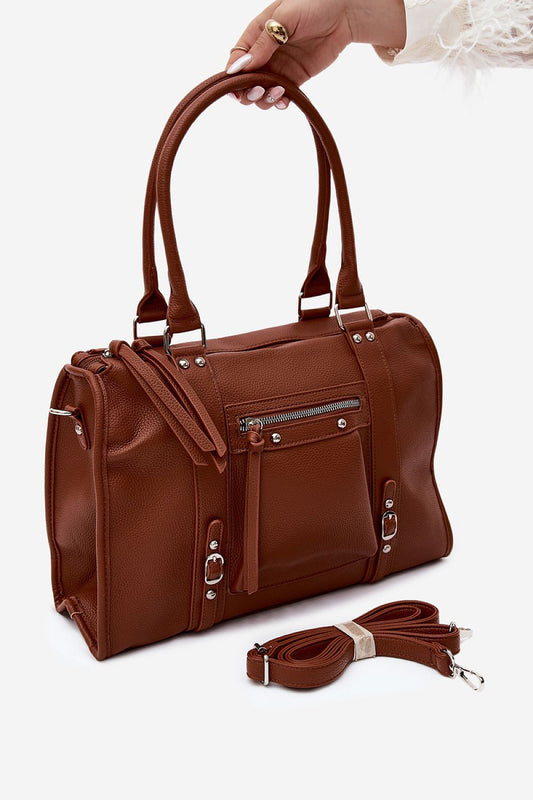 Bolso shopper de polipiel Step in Style con correa desmontable, en color negro, mostrando su diseño espacioso y elegante.