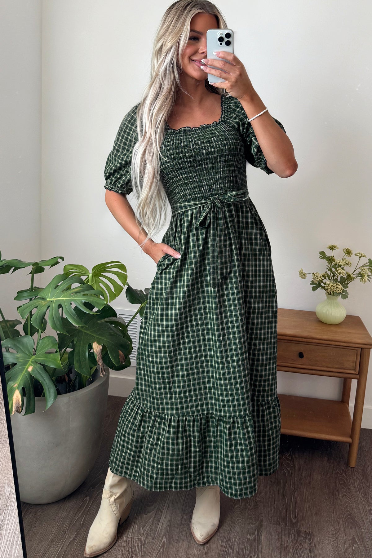 Vestido verde de cuadros
