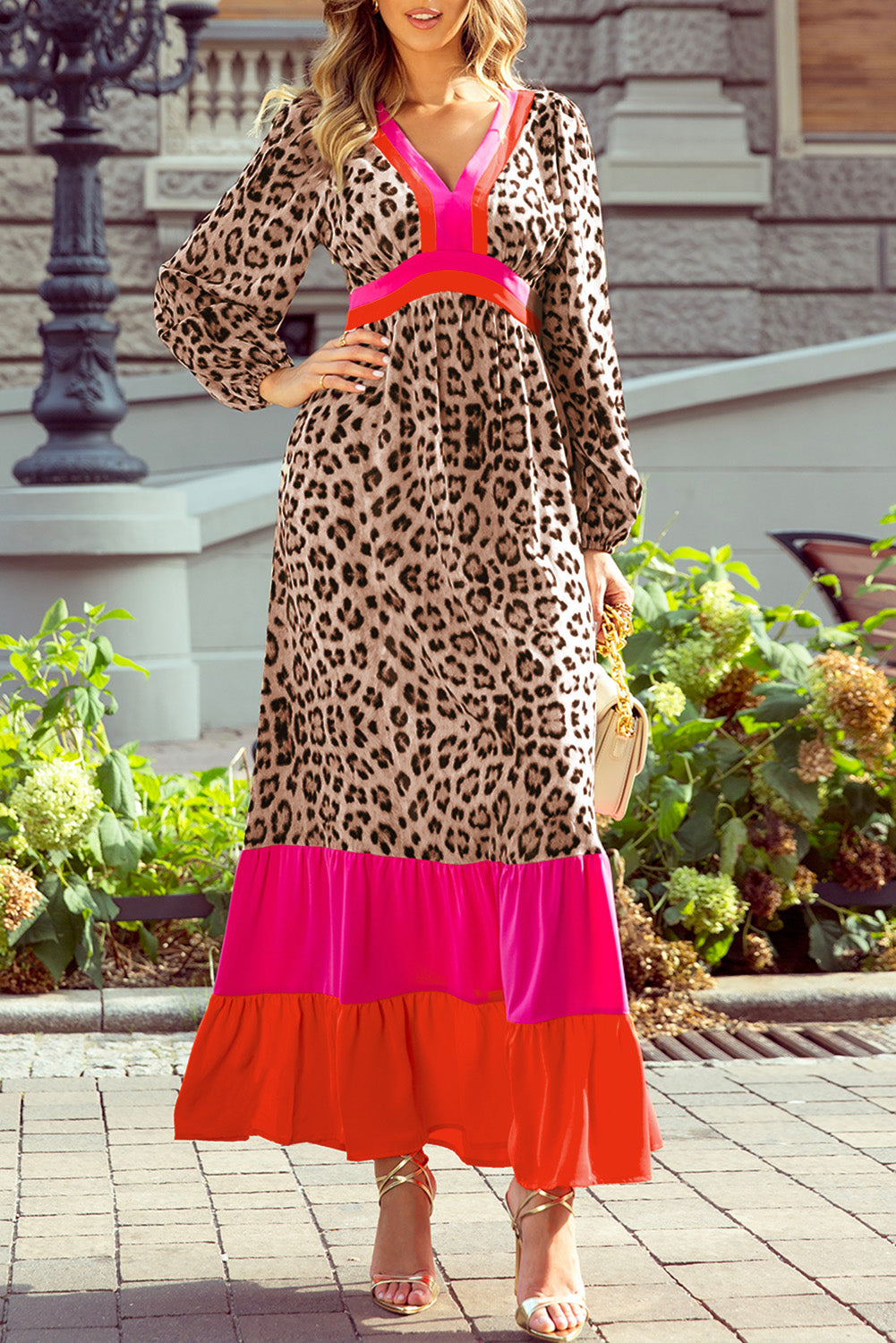 Vestido Largo de Leopardo Marrón