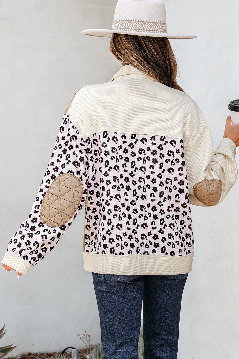 Chaqueta combinada de leopardo