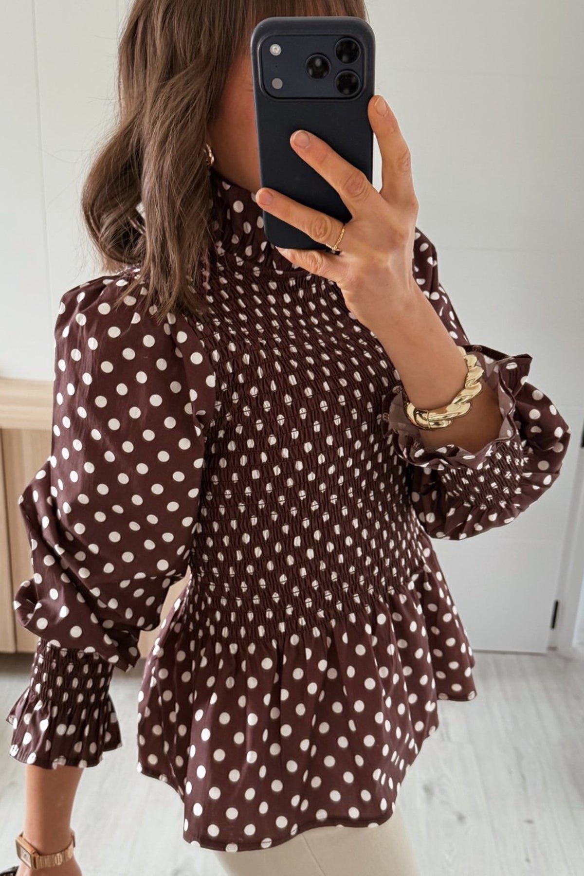 Blusa fruncida de lunares